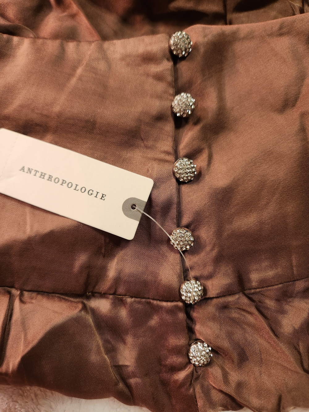 Anthropologie Chocolate Brown Satin Asymmetrical Tie Back Viscose Skirt XS - Picture 14 of 16